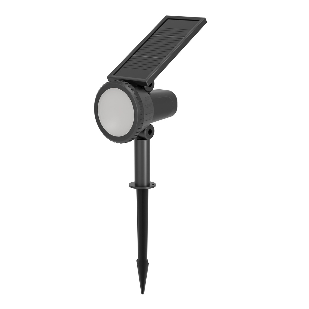 Luminaria tipo estaca solar, LED integrado con control remoto ,3W, 230lm,RGB, 3000 K. Dimeable. Wet Location